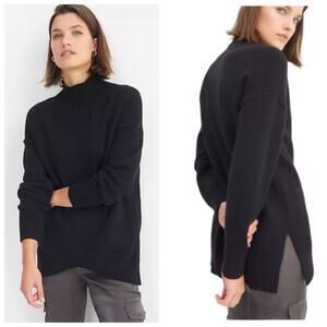 Anthropologie Maeve Crystal Sweater Mock Neck Pullover Black Medium